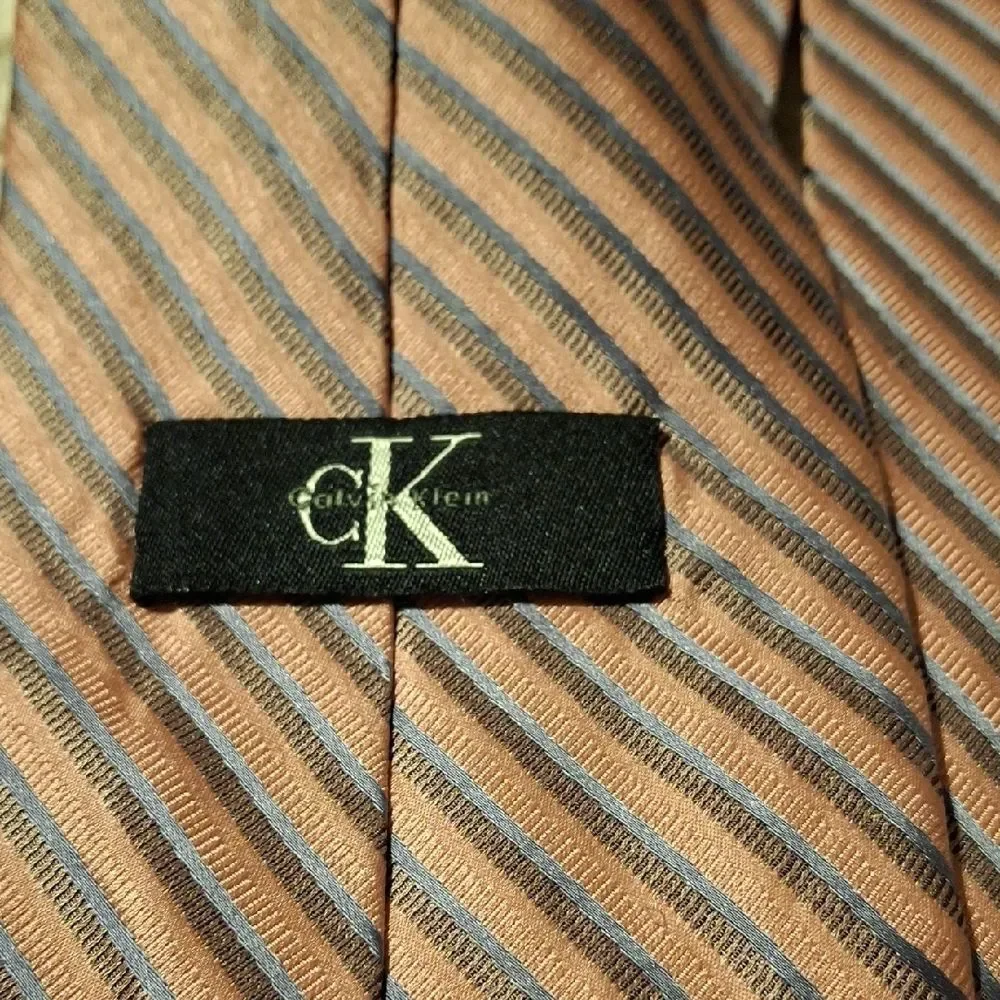 Calvin Klein Pink and Gray Striped Tie
